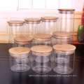 Kitchen small size 80ml wooden lid borosilicate glass storage jar